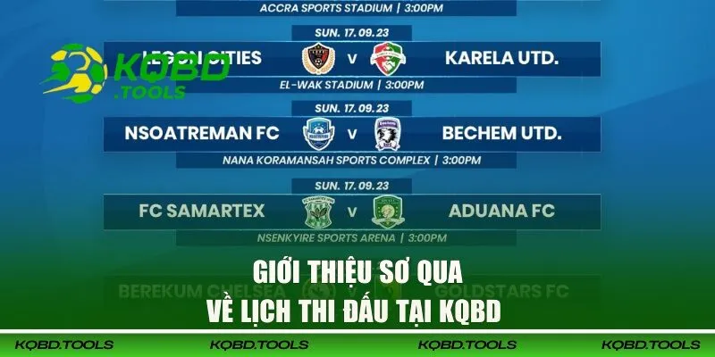 Thông tin chi tiết về lịch thi đấu